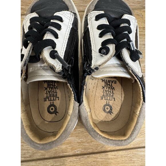 Old Soles Toddler Boys Leather Black White Zipper Stretch Lace Sneaker Sz 8 US - Picture 6 of 10